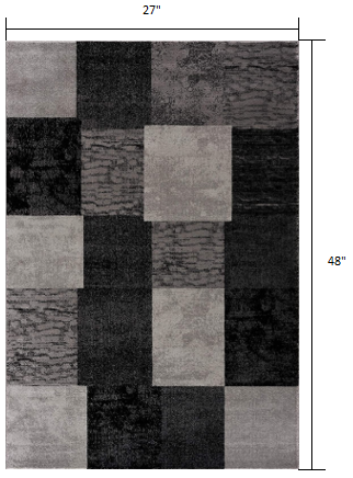 6' X 9' Gray Checkered Dhurrie Area Rug