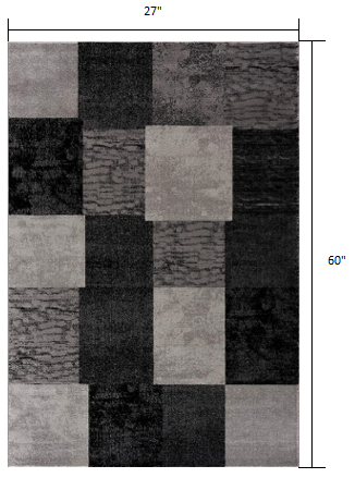 6' X 9' Gray Checkered Dhurrie Area Rug