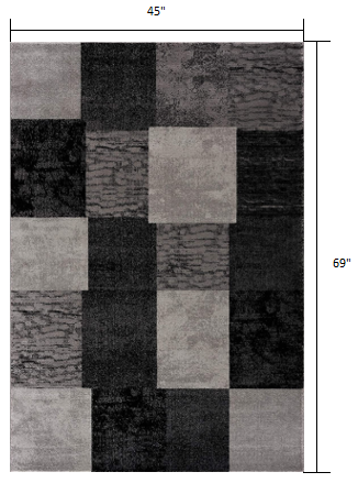 6' X 9' Gray Checkered Dhurrie Area Rug