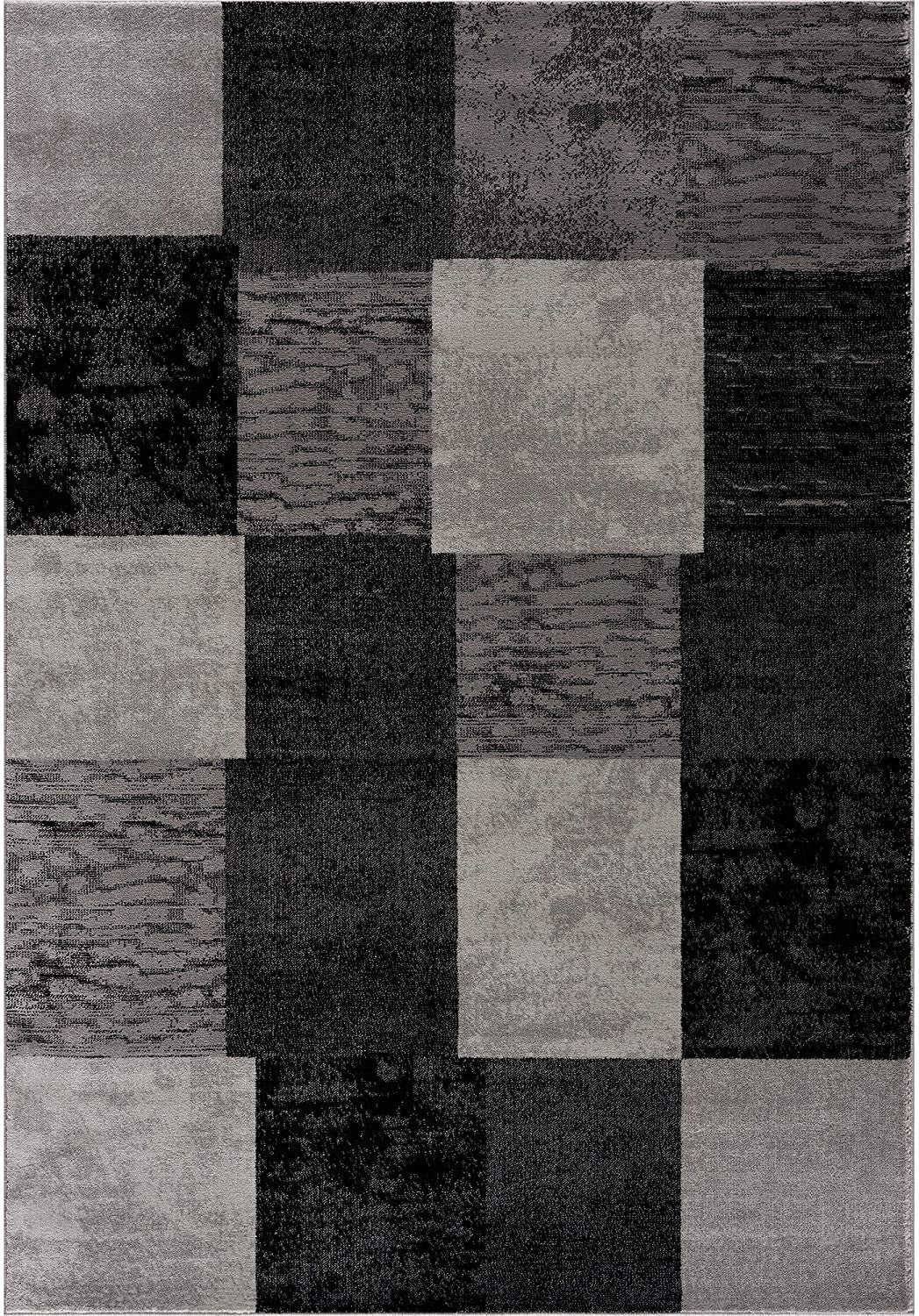 6' X 9' Gray Checkered Dhurrie Area Rug