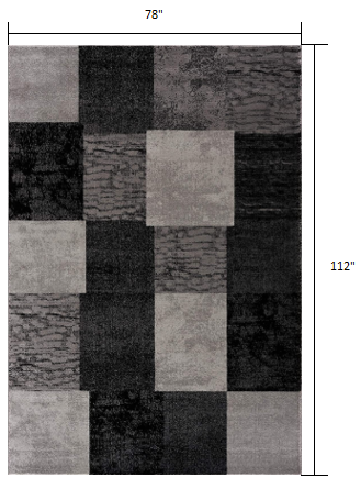 6' X 9' Gray Checkered Dhurrie Area Rug