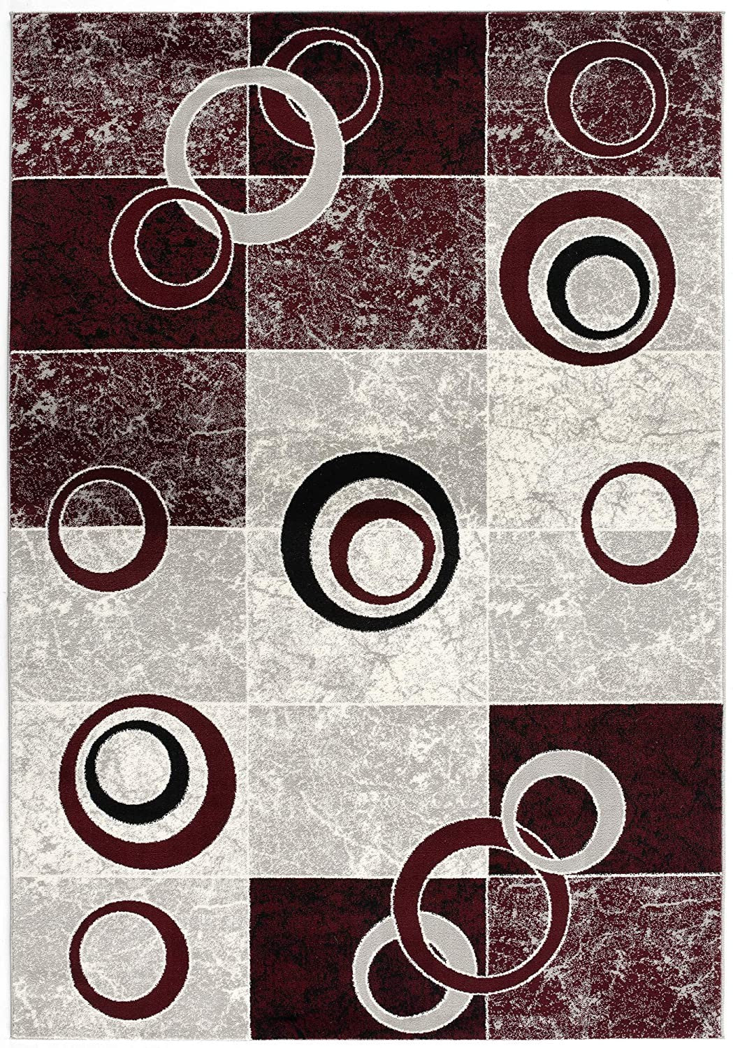 2' X 4' Red Abstract Dhurrie Area Rug