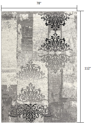 3' X 5' Gray Damask Dhurrie Area Rug