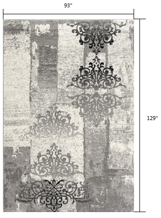 3' X 5' Gray Damask Dhurrie Area Rug