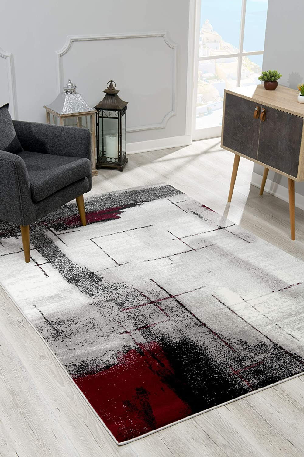 5' X 7' Gray Abstract Dhurrie Area Rug