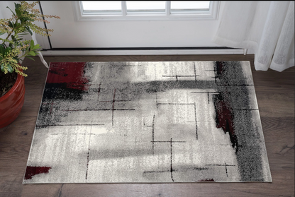 5' X 7' Gray Abstract Dhurrie Area Rug