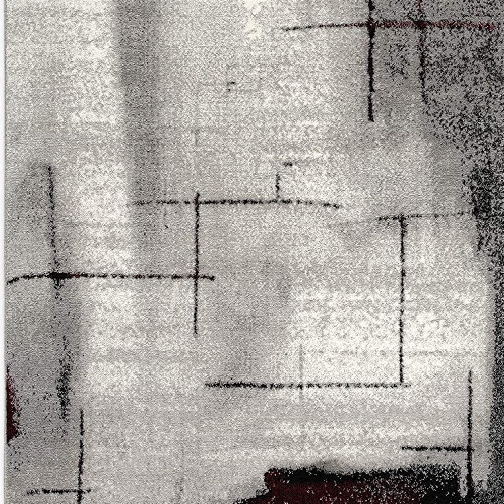 5' X 7' Gray Abstract Dhurrie Area Rug