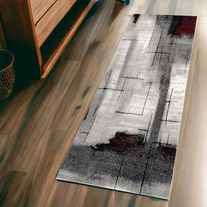 5' X 7' Gray Abstract Dhurrie Area Rug