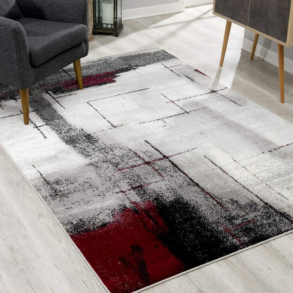 5' X 7' Gray Abstract Dhurrie Area Rug