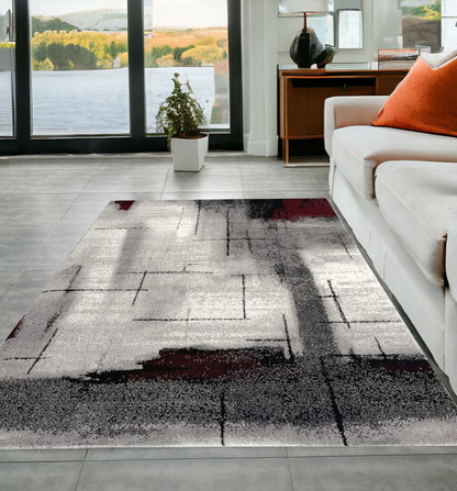 5' X 7' Gray Abstract Dhurrie Area Rug