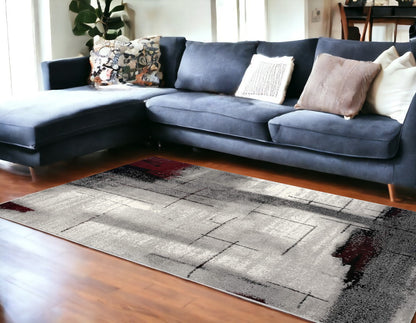 5' X 7' Gray Abstract Dhurrie Area Rug