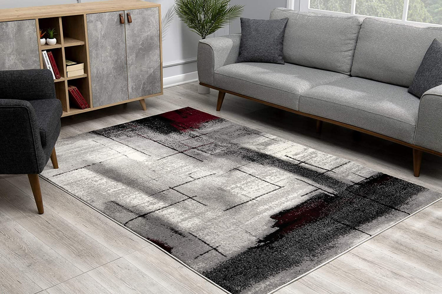 5' X 7' Gray Abstract Dhurrie Area Rug