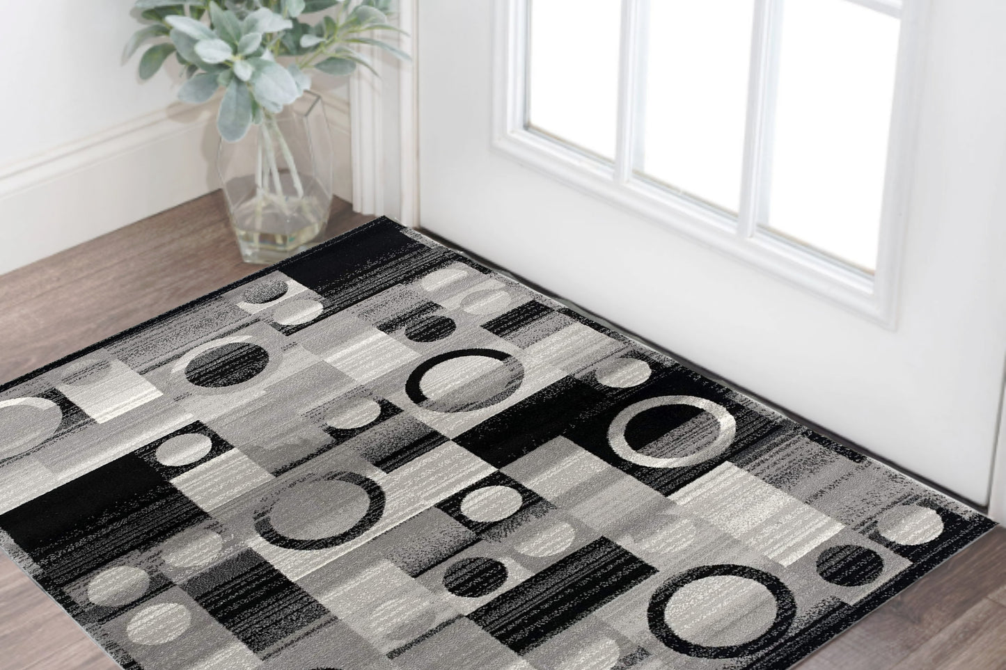 10' Gray Abstract Power Loom Runner Rug