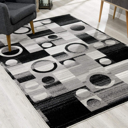 10' Gray Abstract Power Loom Runner Rug