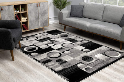 10' Gray Abstract Power Loom Runner Rug