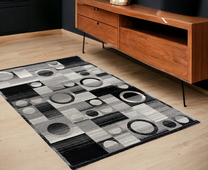 10' Gray Abstract Power Loom Runner Rug