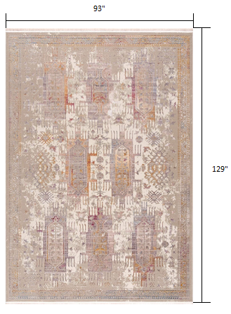 10' Runner Beige and Ivory Medallion Power Loom Runner Rug