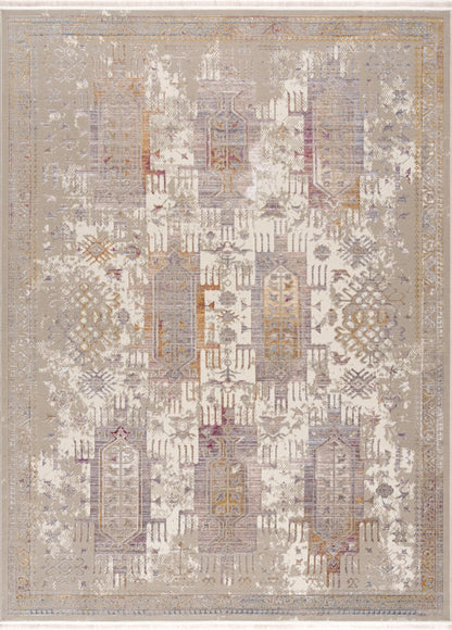 10' Runner Beige and Ivory Medallion Power Loom Runner Rug