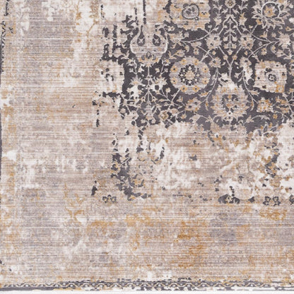 10' Runner Gray and Ivory Oriental Power Loom Runner Rug