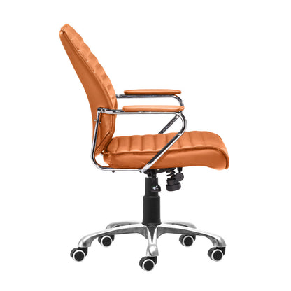 Orange and Silver Adjustable Swivel Faux Leather Rolling Executive Office Chair