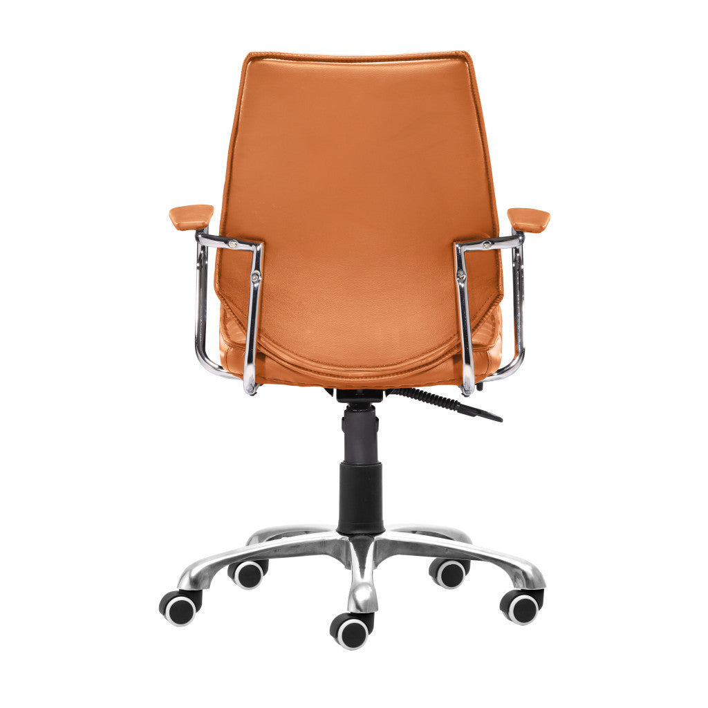 Orange and Silver Adjustable Swivel Faux Leather Rolling Executive Office Chair