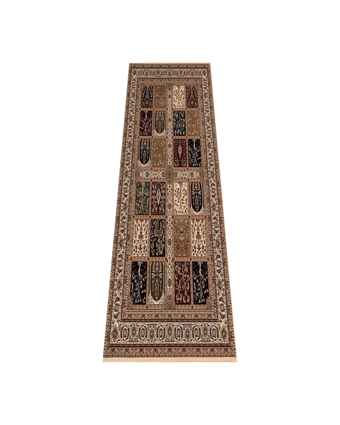 10' Runner Beige and Black Oriental Power Loom Runner Rug