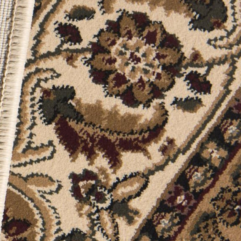 10' Runner Beige and Black Oriental Power Loom Runner Rug