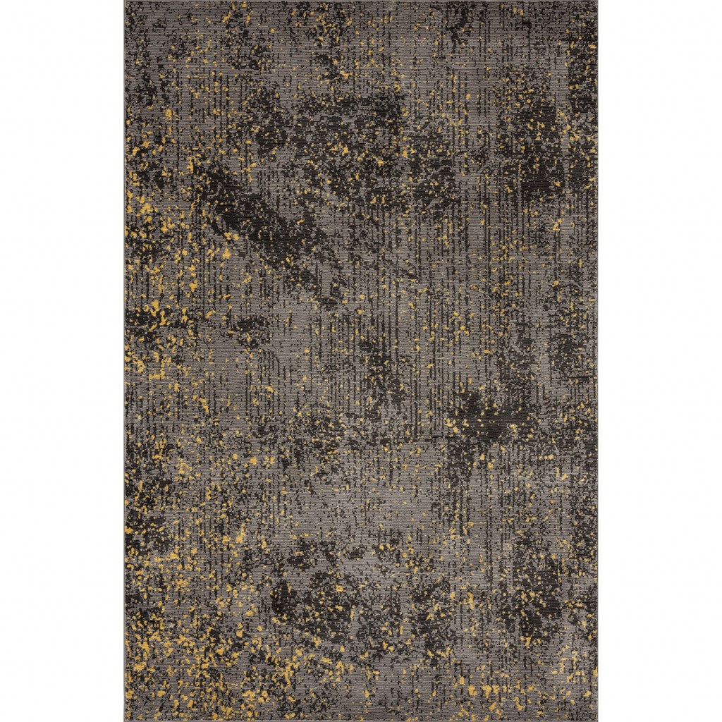 8' X 10' Gray and Yellow Abstract Sprinkle Area Rug