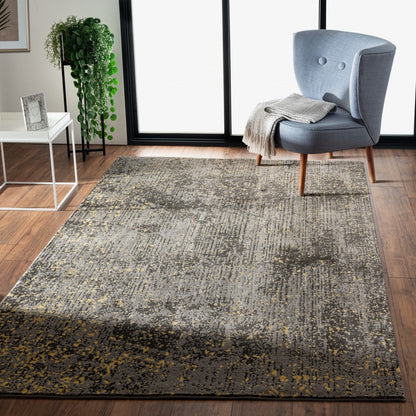 8' X 10' Gray and Yellow Abstract Sprinkle Area Rug