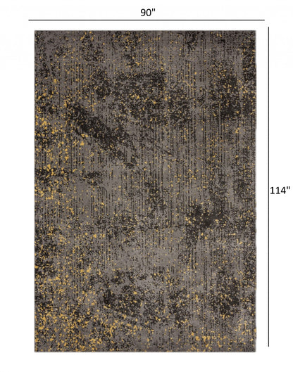 8' X 10' Gray and Yellow Abstract Sprinkle Area Rug