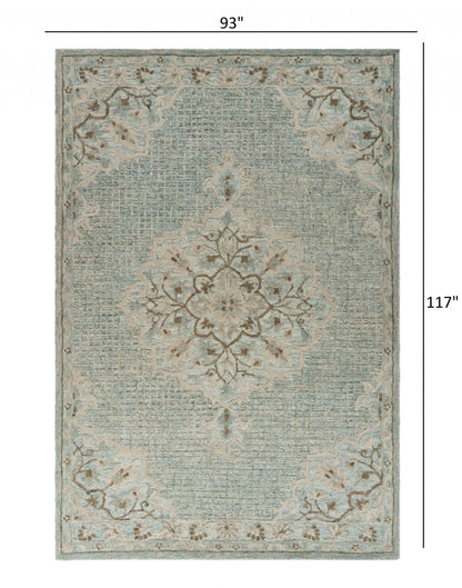 8' X 10' Blue Wool Hand Tufted Area Rug