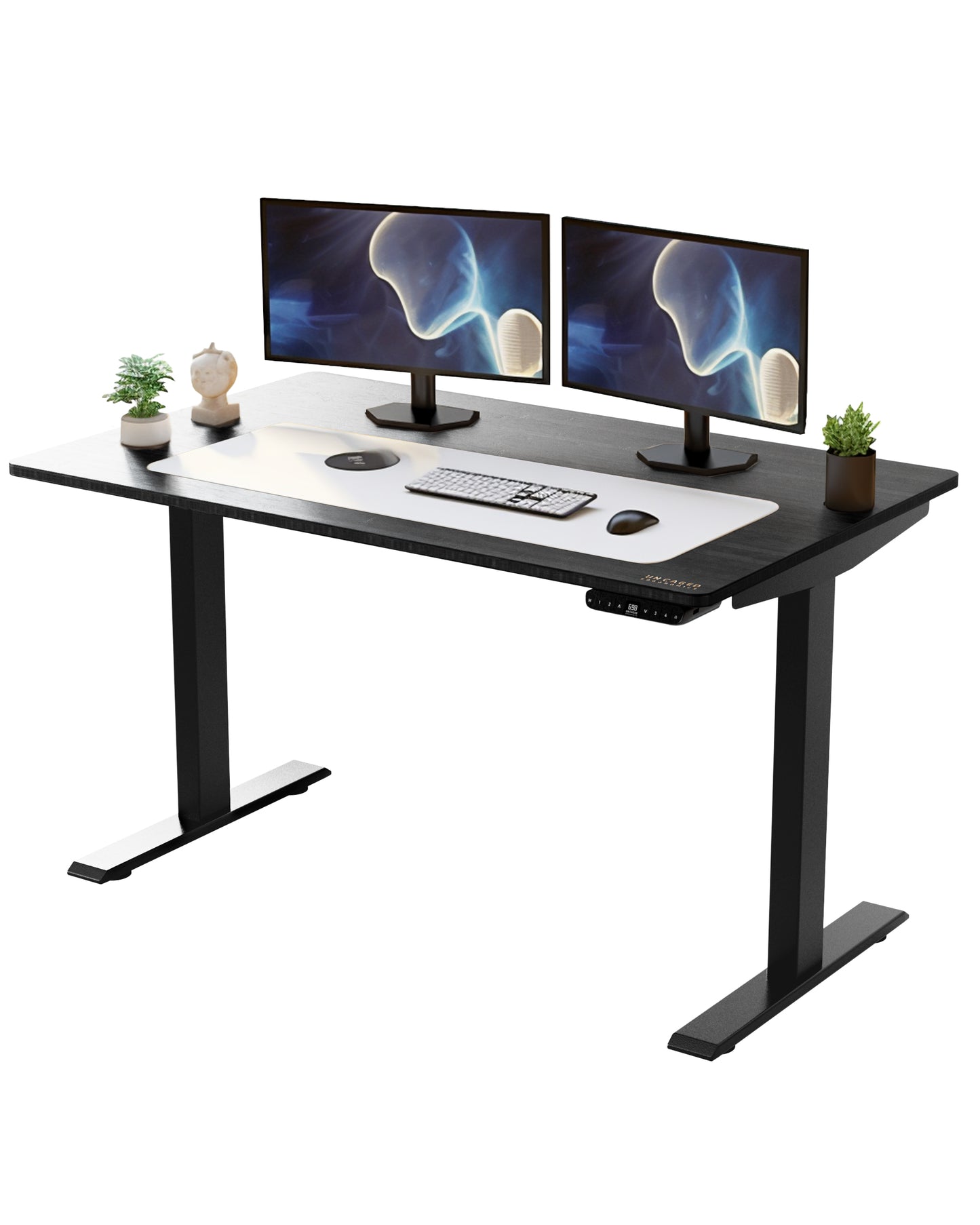 Black Bamboo Dual Motor Electric Office Adjustable Computer Desk