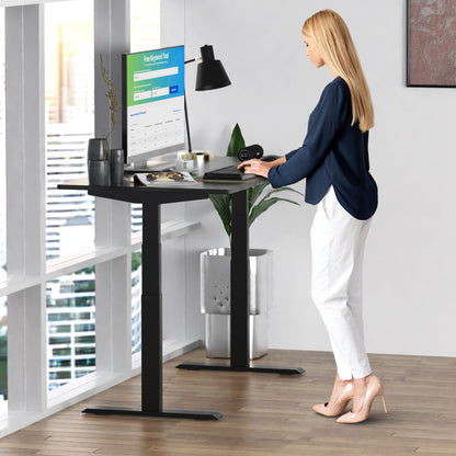 Black Bamboo Dual Motor Electric Office Adjustable Computer Desk