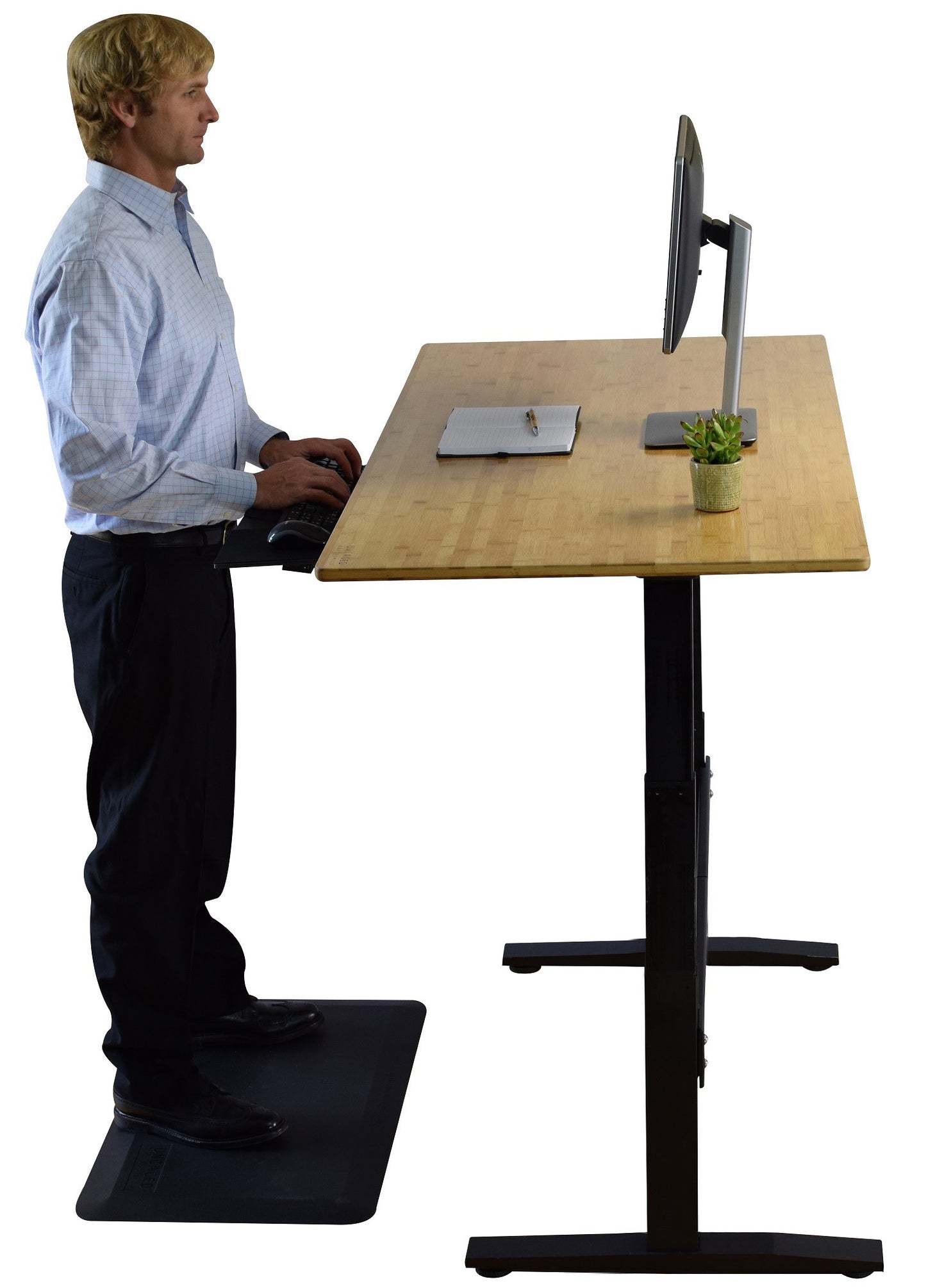 Natural Bamboo Dual Motor Electric Office Adjustable Computer Desk