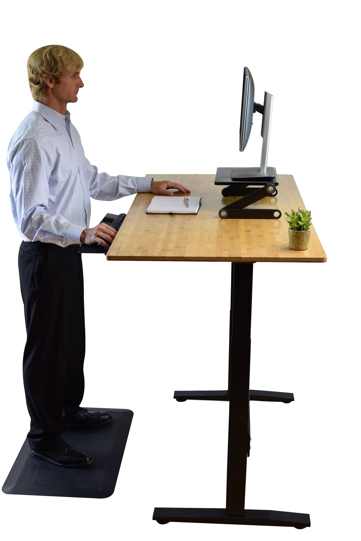 Natural Bamboo Dual Motor Electric Office Adjustable Computer Desk