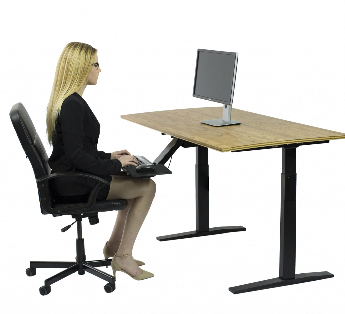 Natural Bamboo Dual Motor Electric Office Adjustable Computer Desk