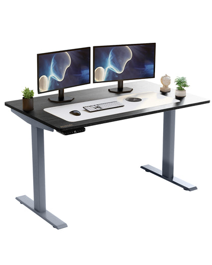 Gray and Black 45" Bamboo Dual Motor Electric Office Adjustable Computer Desk