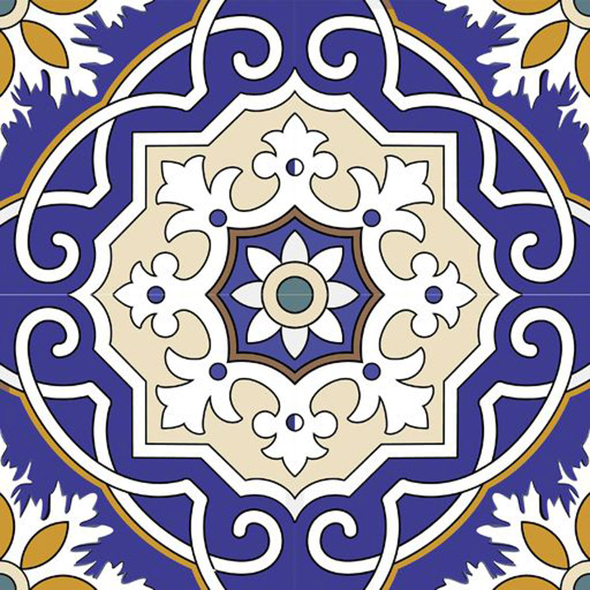 7" X 7" Blue White and Gold Mosaic Removable Tiles