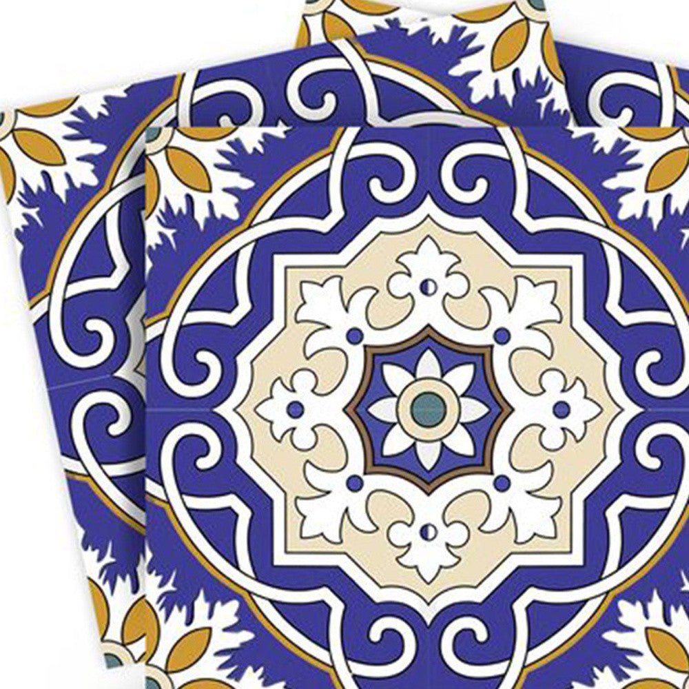 7" X 7" Blue White and Gold Mosaic Removable Tiles