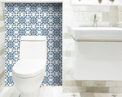 4" X 4" Teal And White Mosaic Peel And Stick Removable Tiles