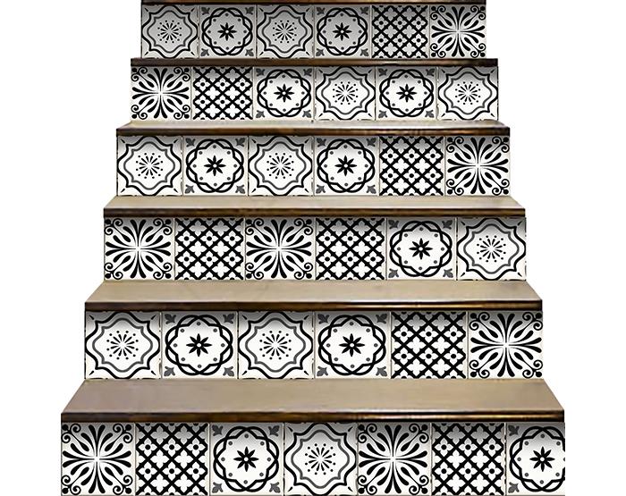 6" X 6" Black and White Multi  Peel and Stick Removable Tiles