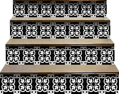 8" X 8" Black and White Stark Peel and Stick Removable Tiles