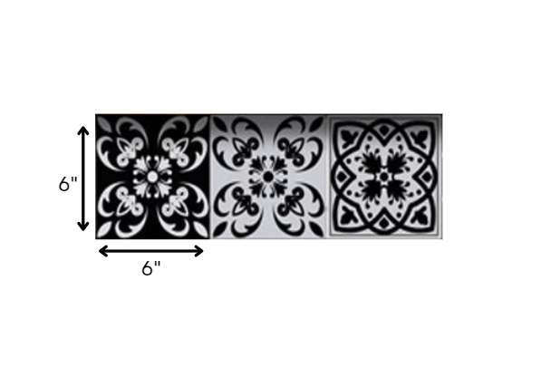 6" X 6" Black White and Gray Mosaic Peel and Stick Tiles