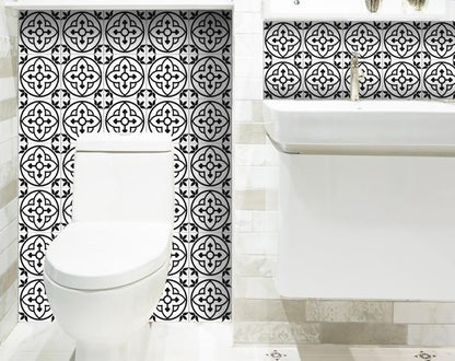 4" X 4" Black and White Peel and Stick Removable Tiles