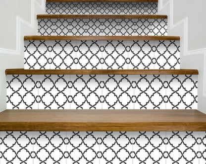 5" X 5" Black and White Prism Peel and Stick Removable Tiles