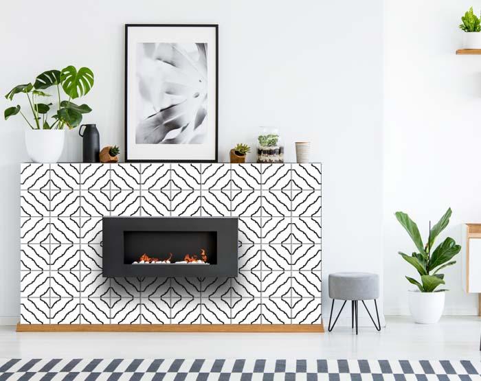 8" X 8" Black and White XL Prism  Peel and Stick Removable Tiles