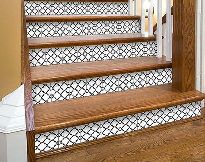 7" X 7" Black and White Quatrefoil Peel and Stick Tiles