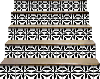 4" X 4" Black and White Colla Peel and Stick Removable Tiles