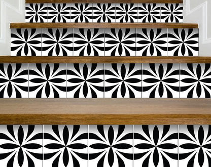 5" X 5" Black and White Colla Peel and Stick Removable Tiles