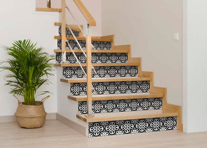 4" X 4" Black and White Roka Peel and Stick Removable Tiles